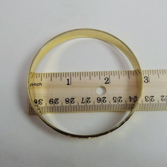 Vintage Gold Tone Bangle Bracelet, Zig Zag M Style Pattern Design, Unsigned - Picture 4 of 7